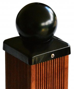 Pfostenkappe schwarz mit Kugel für Pfosten 9x9 cm